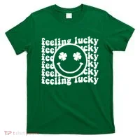 Feeling Lucky Smiley Irish Clover T-Shirt thumb 0