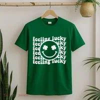 Feeling Lucky Smiley Irish Clover T-Shirt thumb 2