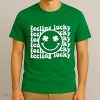 Feeling Lucky Smiley Irish Clover T-Shirt thumb 3