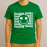 Feeling Lucky Smiley Irish Clover T-Shirt thumb 3