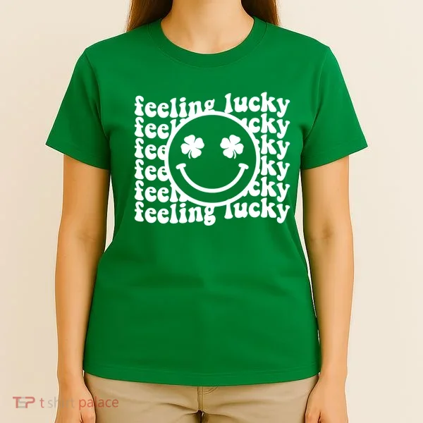 Feeling Lucky Smiley Irish Clover T-Shirt