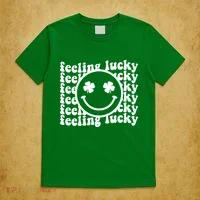 Feeling Lucky Smiley Irish Clover T-Shirt thumb 5