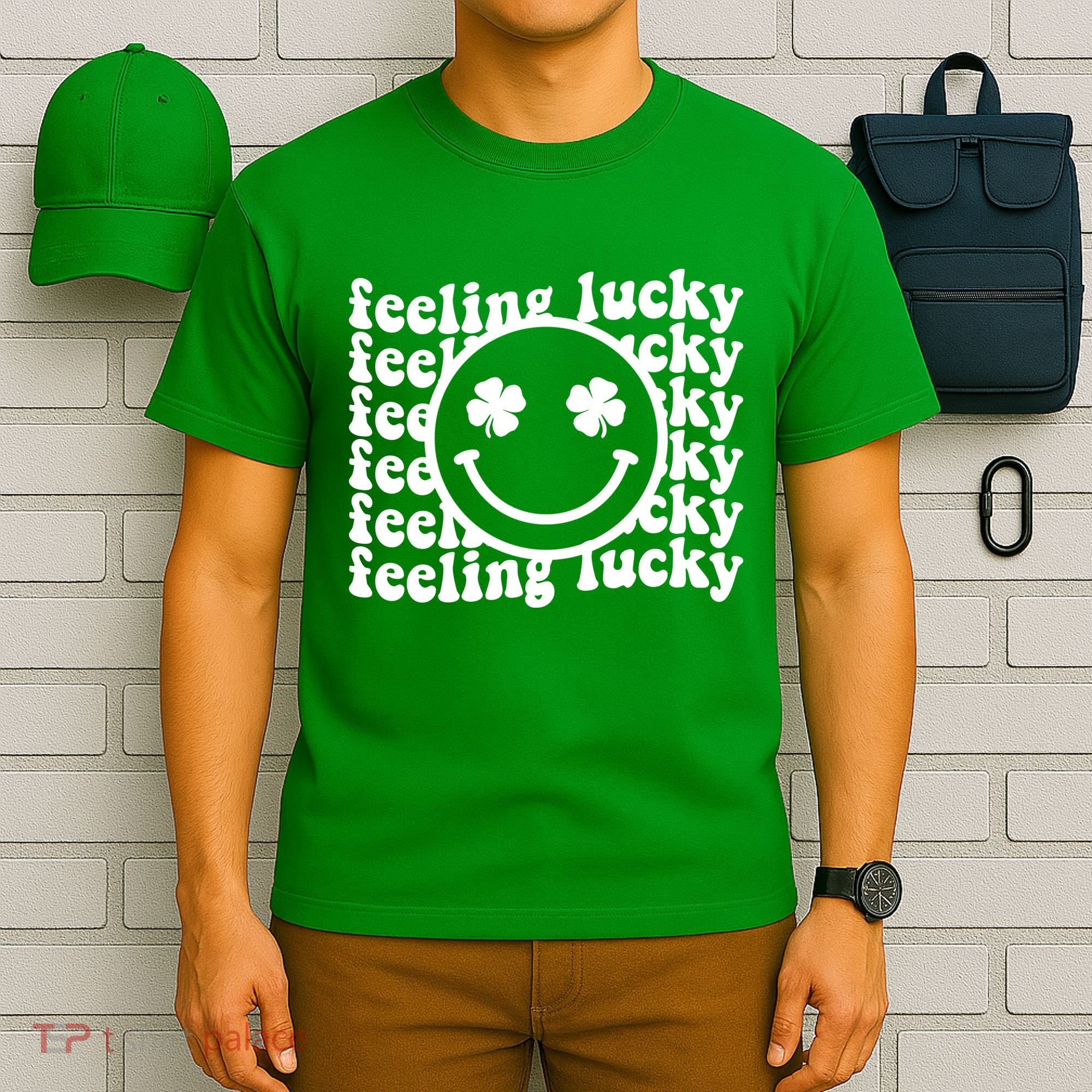 Feeling Lucky Smiley Irish Clover T-Shirt