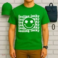 Feeling Lucky Smiley Irish Clover T-Shirt thumb 6