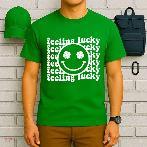 Feeling Lucky Smiley Irish Clover T-Shirt