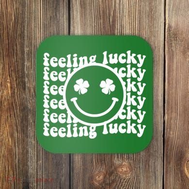 Feeling Lucky Smiley Irish Clover Coaster