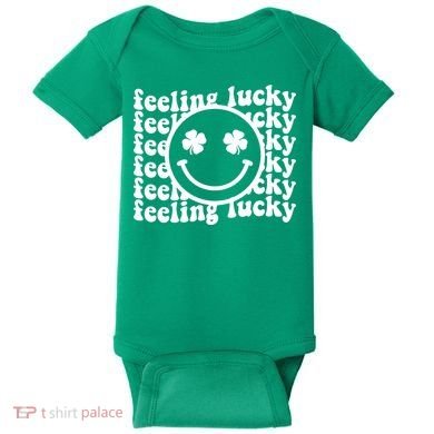 Feeling Lucky Smiley Irish Clover Baby Bodysuit