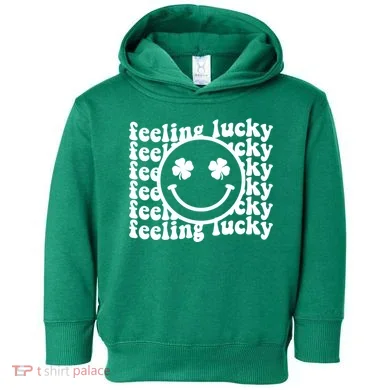 Feeling Lucky Smiley Irish Clover Toddler Hoodie