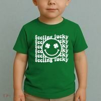 Feeling Lucky Smiley Irish Clover Toddler T-Shirt thumb 2