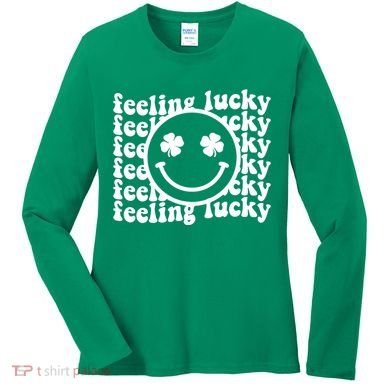 Feeling Lucky Smiley Irish Clover Women's Long Sleeve Shirt