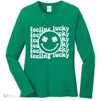Feeling Lucky Smiley Irish Clover Women's Long Sleeve Shirt thumb 0