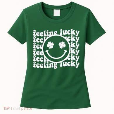 Feeling Lucky Smiley Irish Clover Women's T-Shirt