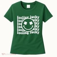 Feeling Lucky Smiley Irish Clover Women's T-Shirt thumb 0