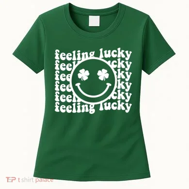 Feeling Lucky Smiley Irish Clover Women's T-Shirt