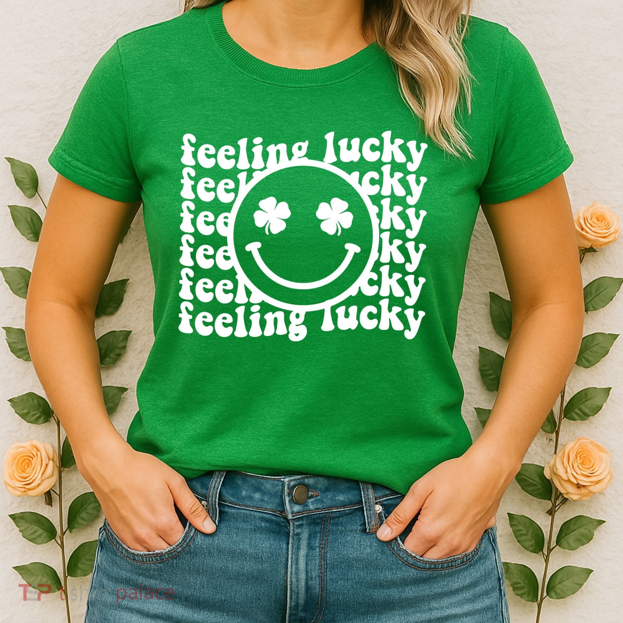 Feeling Lucky Smiley Irish Clover Women's T-Shirt