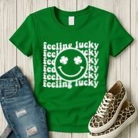 Feeling Lucky Smiley Irish Clover Women's T-Shirt thumb 3