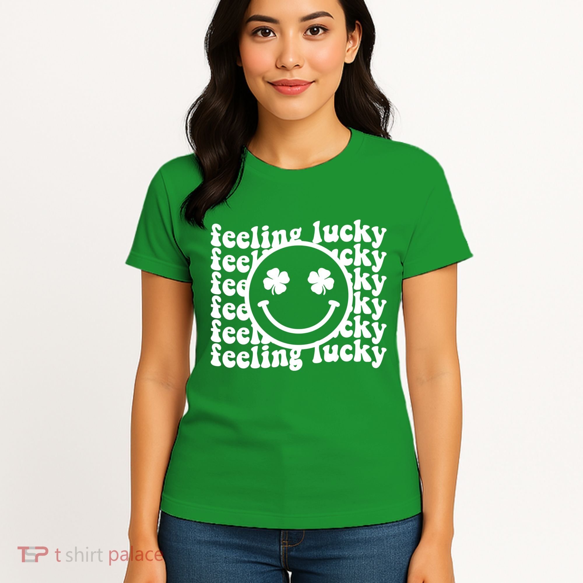Feeling Lucky Smiley Irish Clover Women's T-Shirt