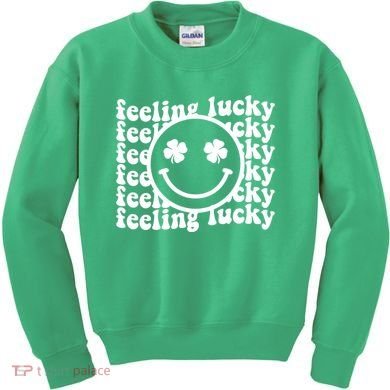 Feeling Lucky Smiley Irish Clover Kids Sweatshirt