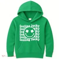 Feeling Lucky Smiley Irish Clover Kids Hoodie thumb 0
