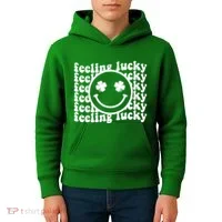 Feeling Lucky Smiley Irish Clover Kids Hoodie thumb 4