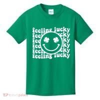 Feeling Lucky Smiley Irish Clover Kids T-Shirt thumb 0