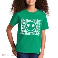Feeling Lucky Smiley Irish Clover Kids T-Shirt thumb 2