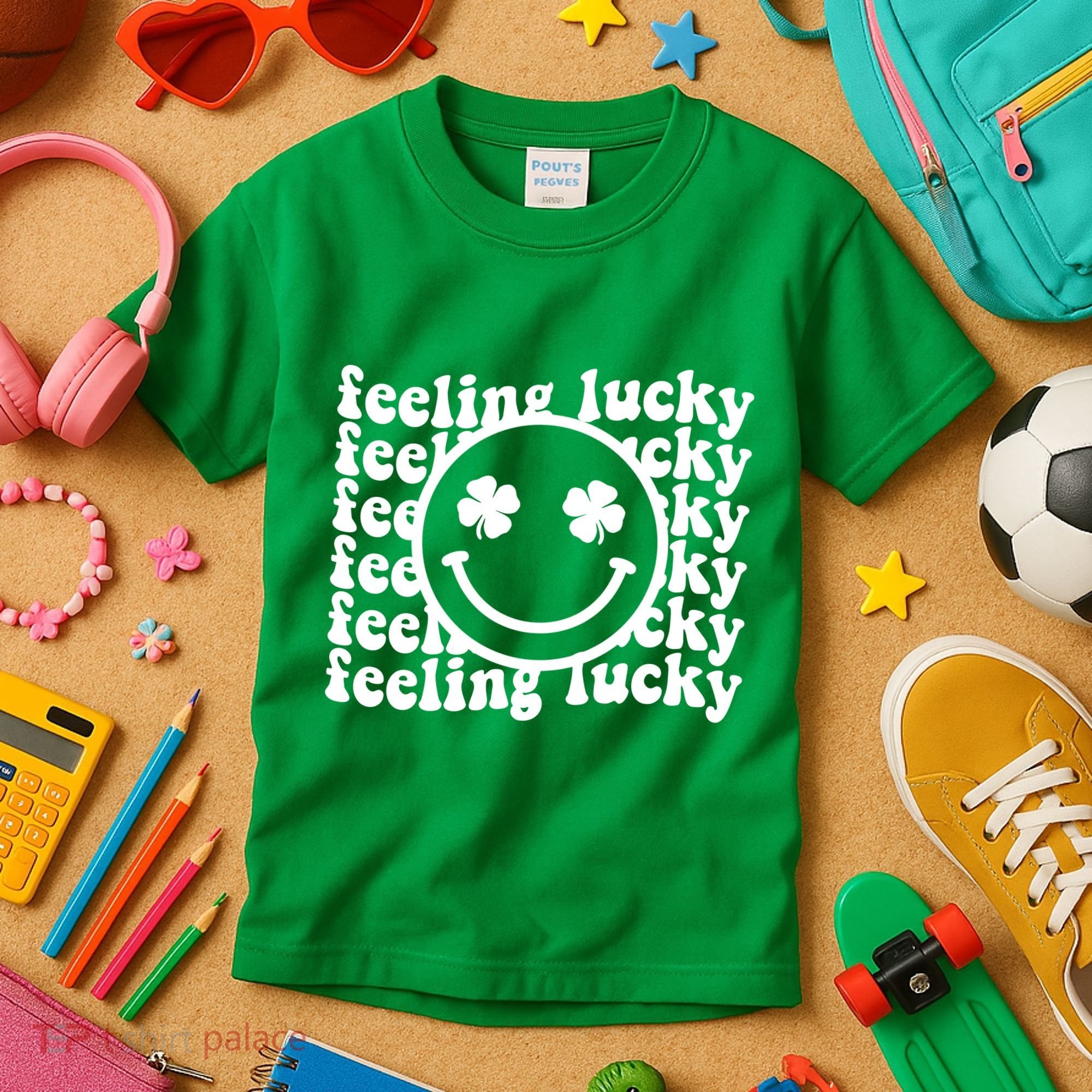 Feeling Lucky Smiley Irish Clover Kids T-Shirt