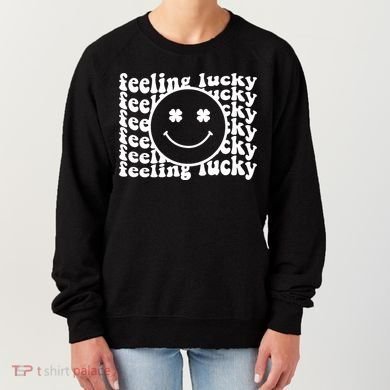 Feeling Lucky St Patricks Day Smile Face Emoji Women's Sweatshirt