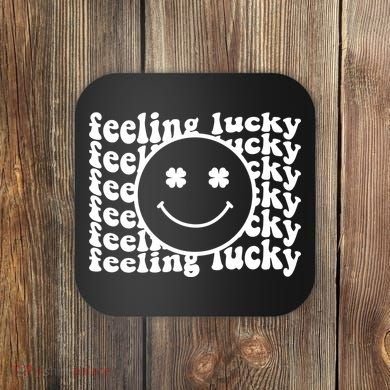 Feeling Lucky St Patricks Day Smile Face Emoji Coaster