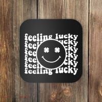Feeling Lucky St Patricks Day Smile Face Emoji Coaster thumb 0