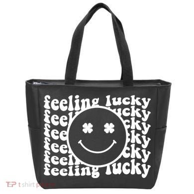 Feeling Lucky St Patricks Day Smile Face Emoji Bag