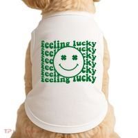 Feeling Lucky St Patricks Day Smile Face Emoji Doggie Tank thumb 0