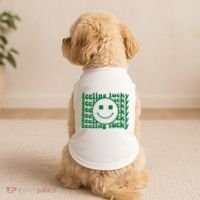 Feeling Lucky St Patricks Day Smile Face Emoji Doggie Tank thumb 2