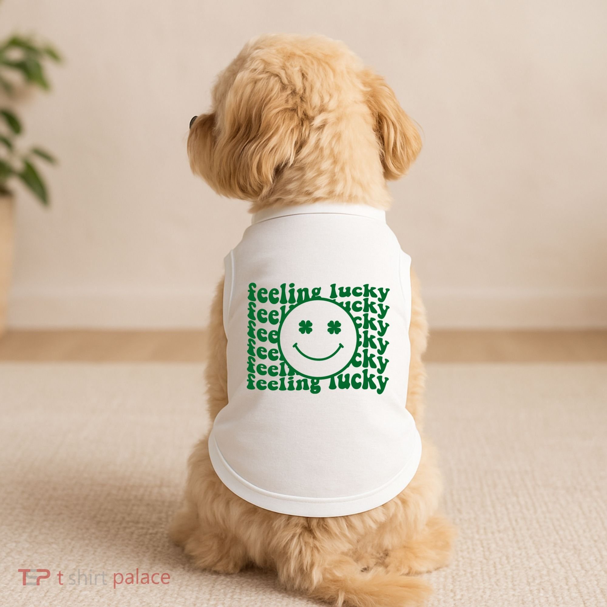 Feeling Lucky St Patricks Day Smile Face Emoji Doggie Tank