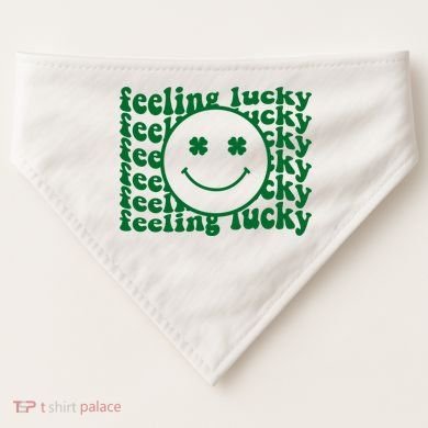 Feeling Lucky St Patricks Day Smile Face Emoji USA-Made Doggie Bandana