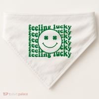 Feeling Lucky St Patricks Day Smile Face Emoji USA-Made Doggie Bandana thumb 0