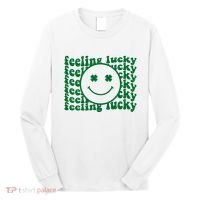 Feeling Lucky St Patricks Day Smile Face Emoji Long Sleeve Shirt thumb 0