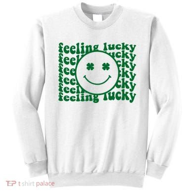 Feeling Lucky St Patricks Day Smile Face Emoji Sweatshirt