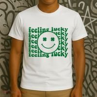 Feeling Lucky St Patricks Day Smile Face Emoji T-Shirt thumb 3