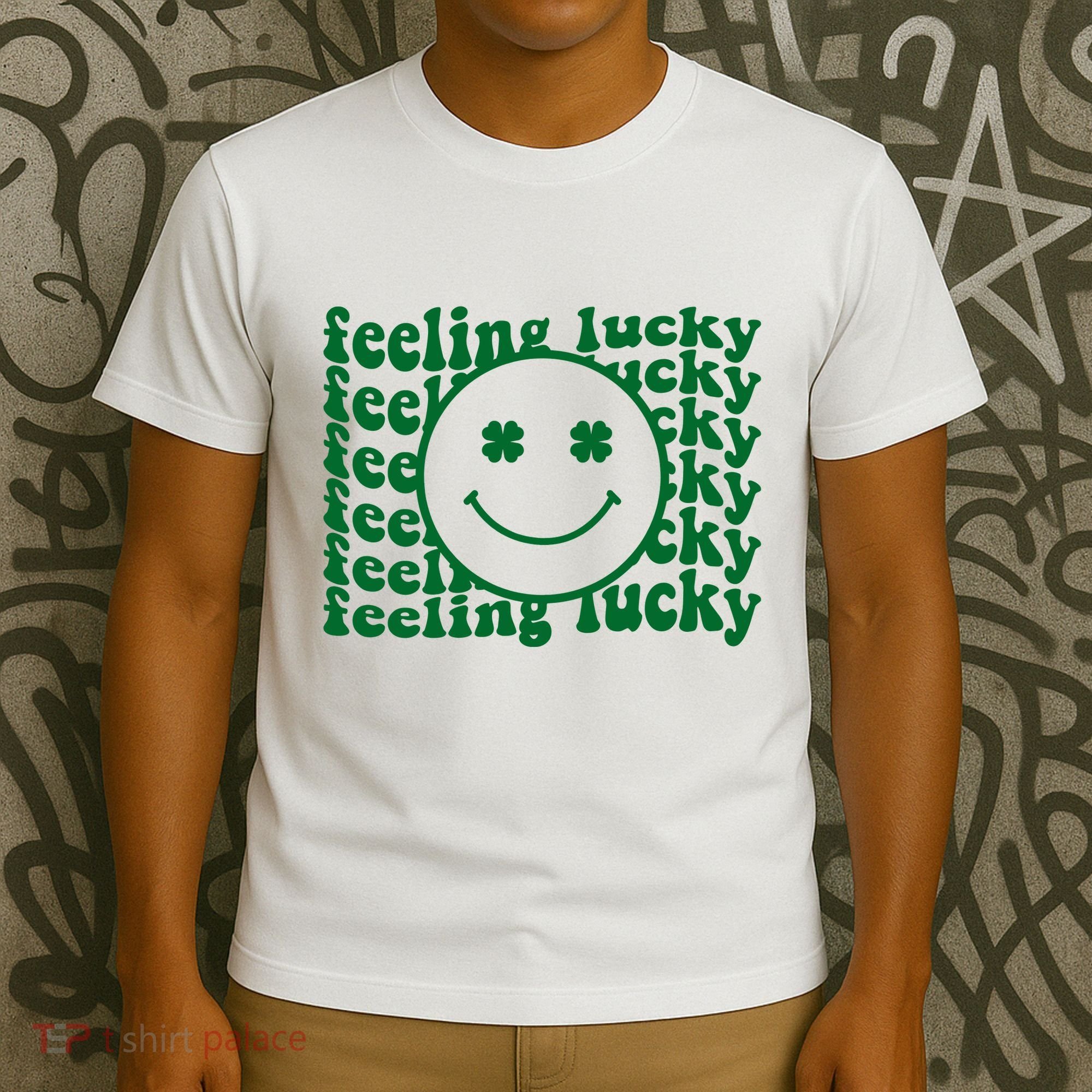 Feeling Lucky St Patricks Day Smile Face Emoji T-Shirt