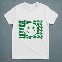 Feeling Lucky St Patricks Day Smile Face Emoji T-Shirt thumb 5