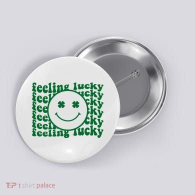 Feeling Lucky St Patricks Day Smile Face Emoji Button