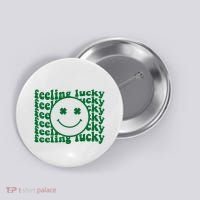 Feeling Lucky St Patricks Day Smile Face Emoji Button thumb 0