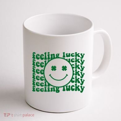 Feeling Lucky St Patricks Day Smile Face Emoji Coffee Mug back
