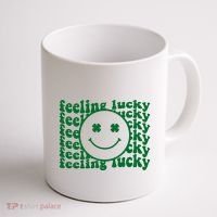 Feeling Lucky St Patricks Day Smile Face Emoji Coffee Mug thumb 1