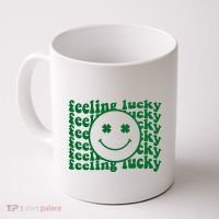 Feeling Lucky St Patricks Day Smile Face Emoji Coffee Mug thumb 0