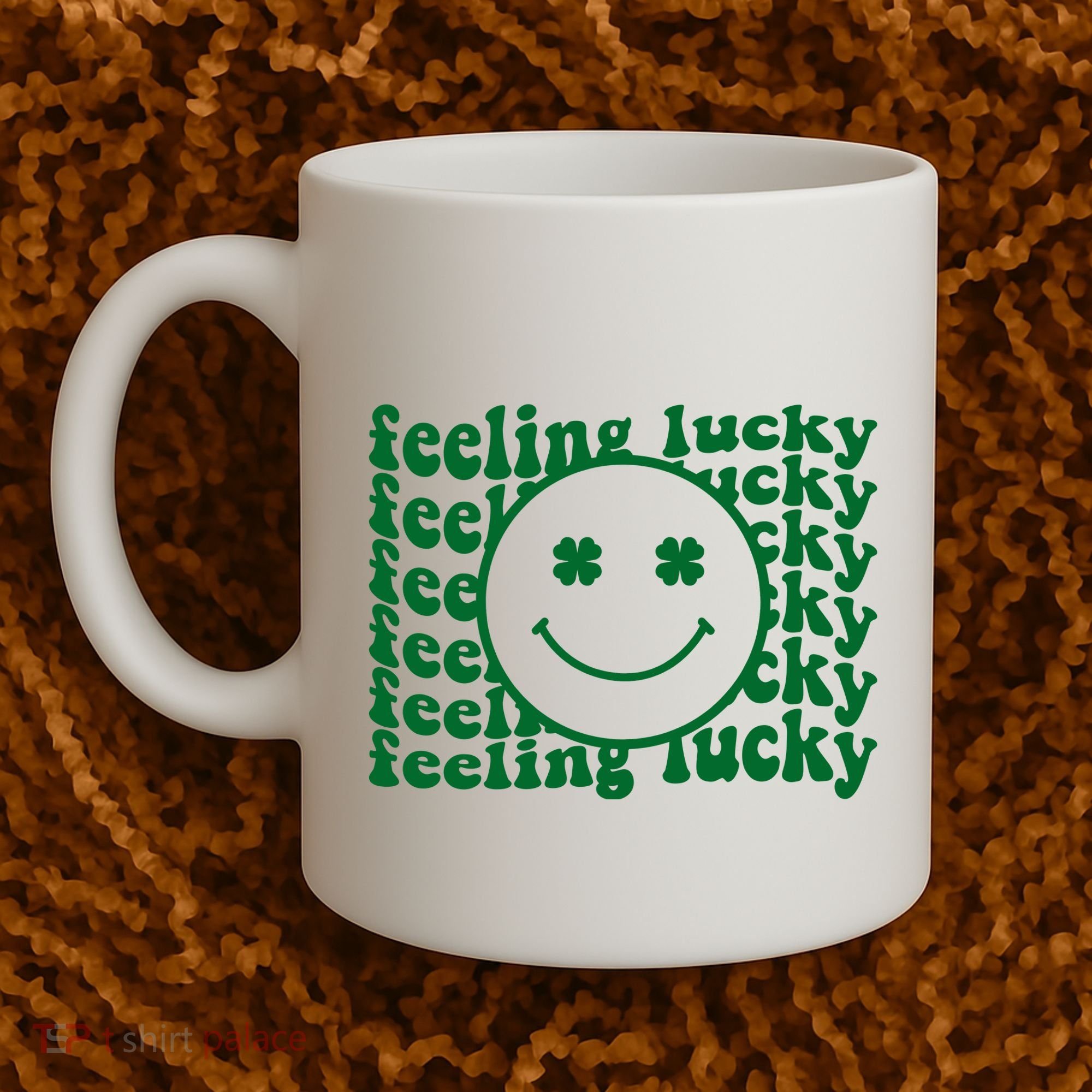 Feeling Lucky St Patricks Day Smile Face Emoji Coffee Mug