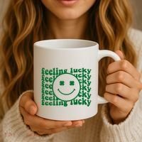 Feeling Lucky St Patricks Day Smile Face Emoji Coffee Mug thumb 3