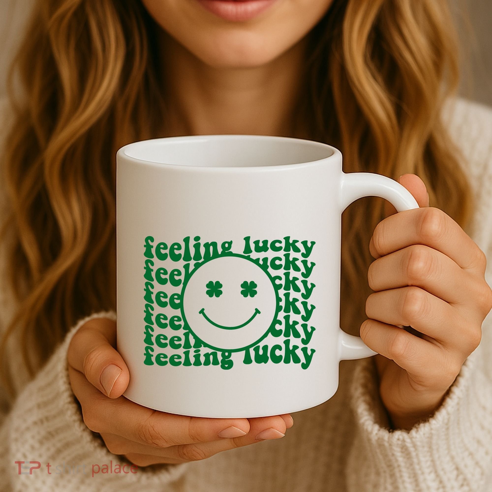Feeling Lucky St Patricks Day Smile Face Emoji Coffee Mug