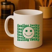 Feeling Lucky St Patricks Day Smile Face Emoji Coffee Mug thumb 4